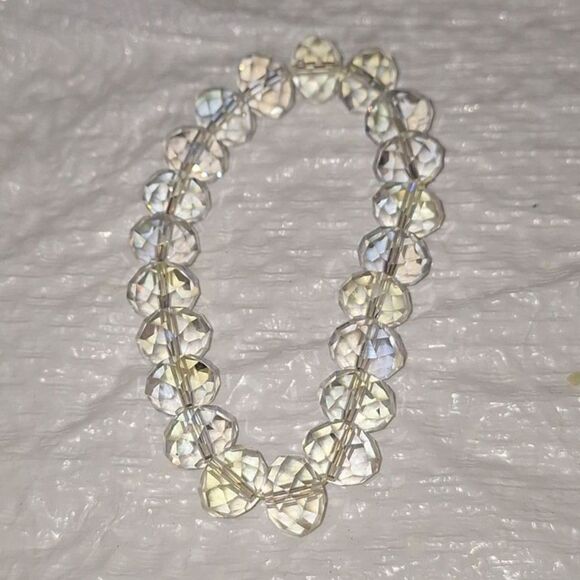 A Vintage Women's Stretch Bracelet Faceted Crystal Glass Elegant Eveningwear - Picture 7 of 8